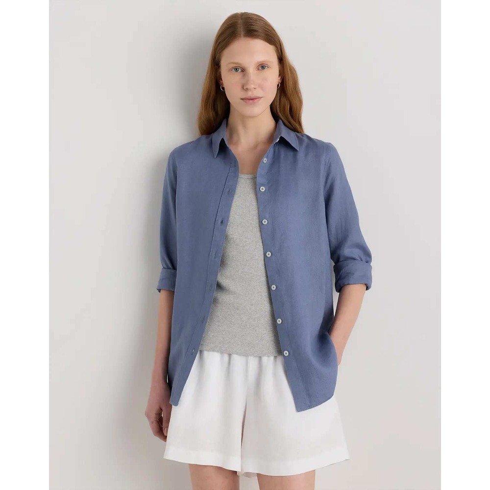 Quince European Linen Long Sleeve Shirt Moonstone Blue Button Down Medium NWT